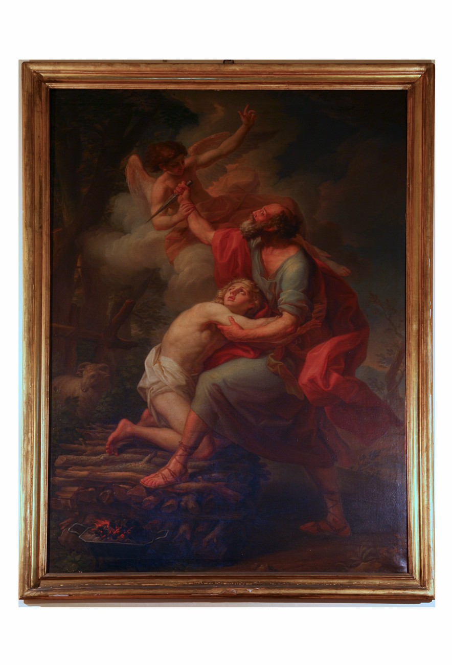 Sacrificio di Isacco, scena biblica/ antico testamento (dipinto, serie) di Pompeo Batoni (cerchia) (metà sec- XVIII)