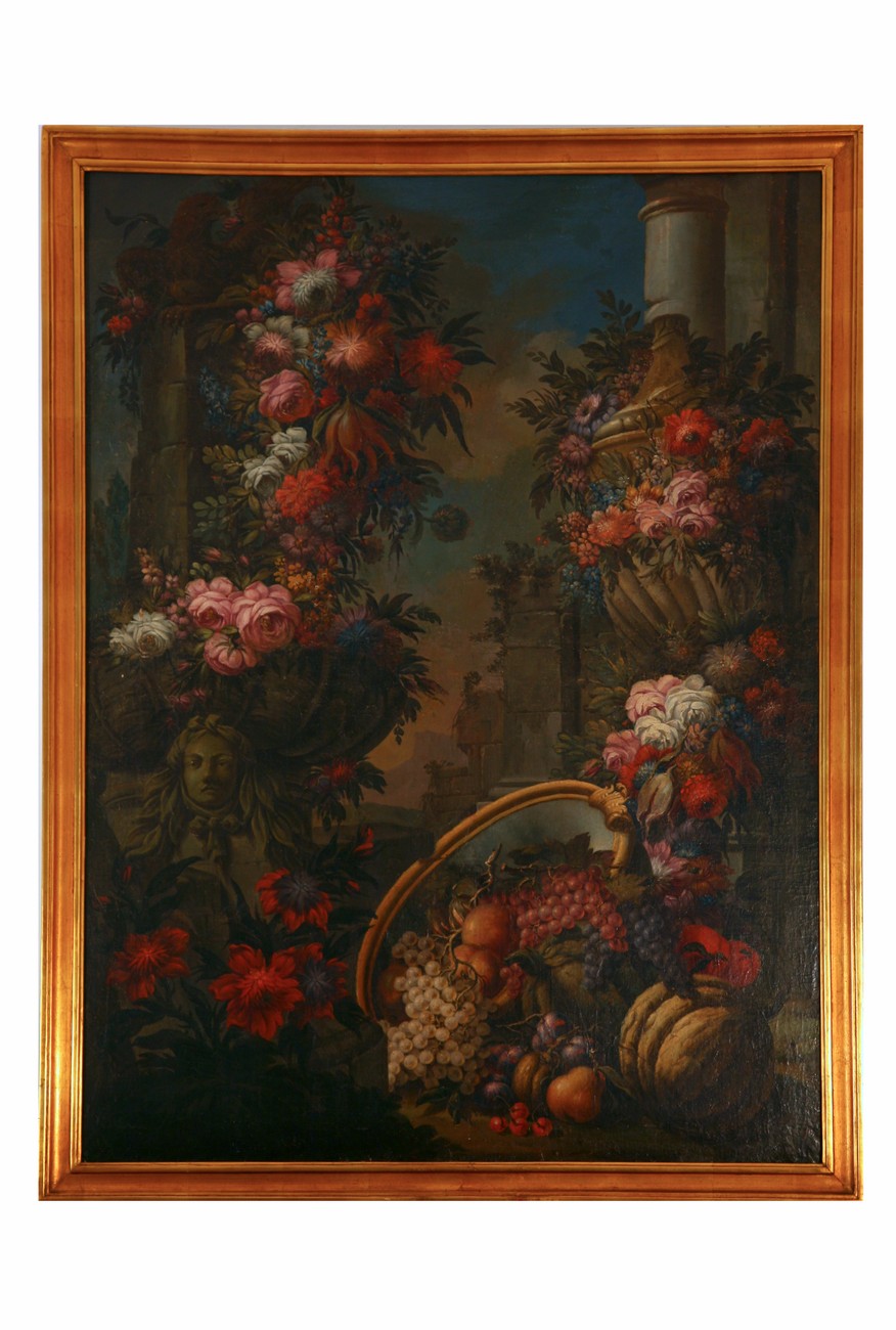 Fiori e frutta, natura morta (dipinto) di Gaetano Ottani (attribuito) (prima metà XVIII)