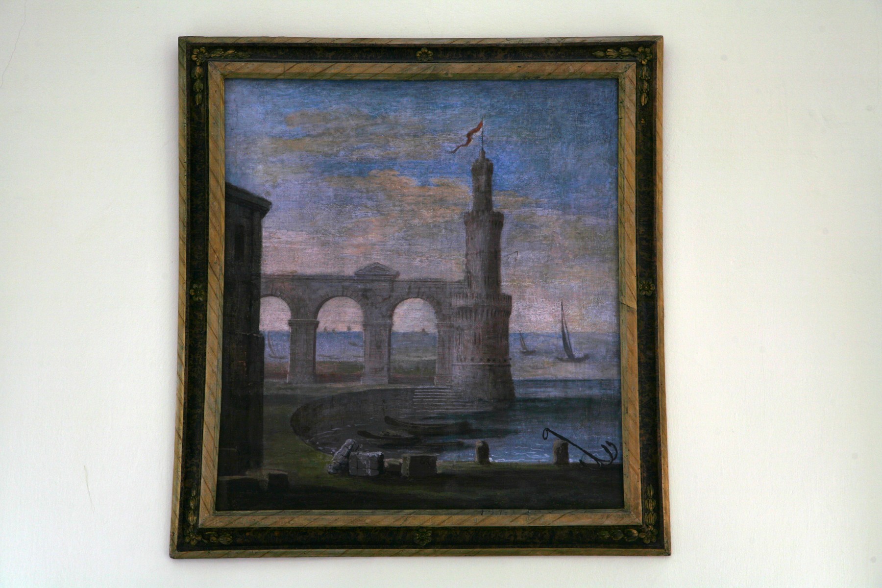 Marina, genere detto "quadraturismo" (dipinto, pendant) di Stefano Orlandi (attribuito) (prima metà XVIII secolo)