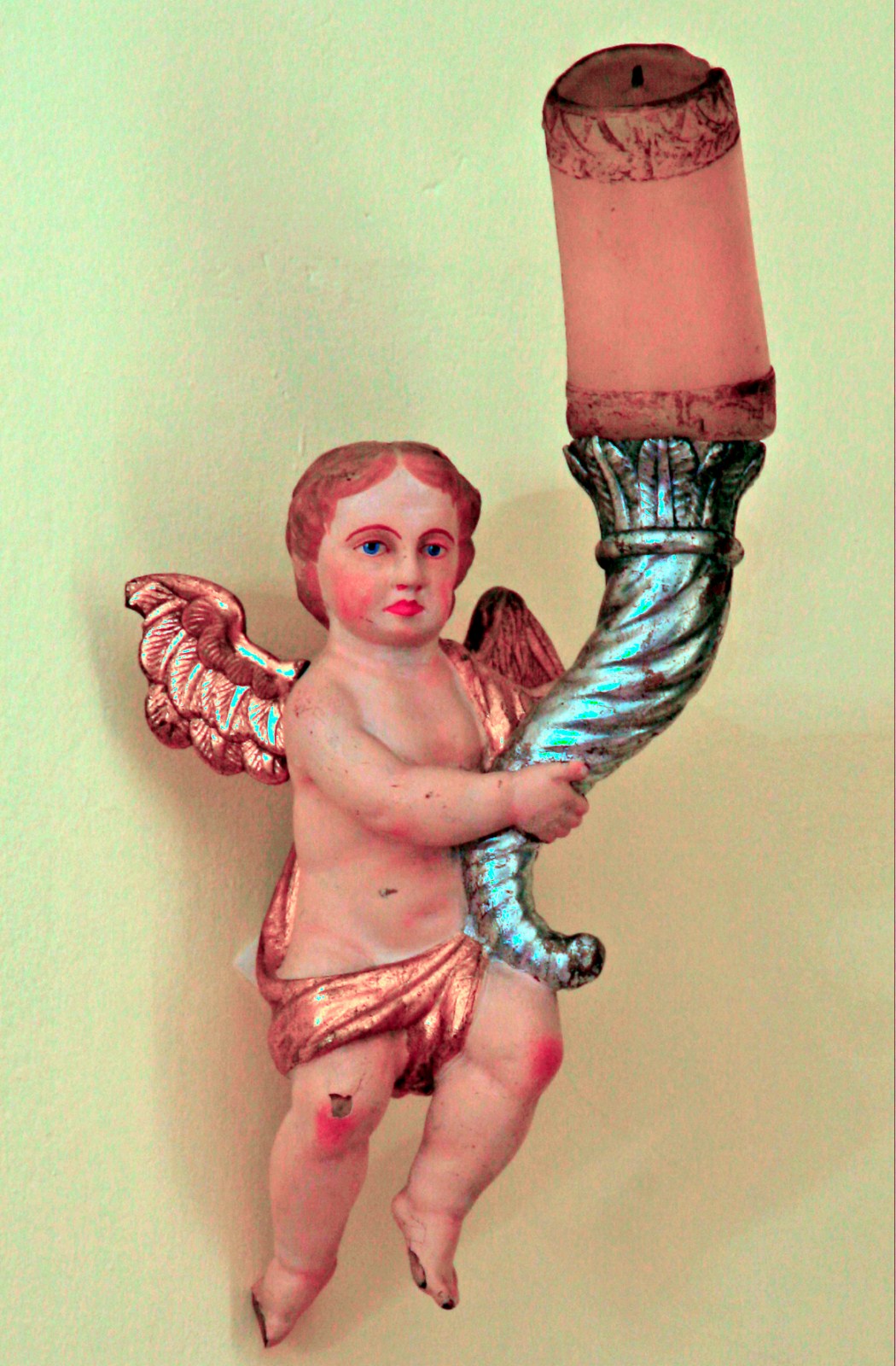 angelo reggi candela, angelo (applique, coppia) - ambito praghese (metà sec. XVIII)