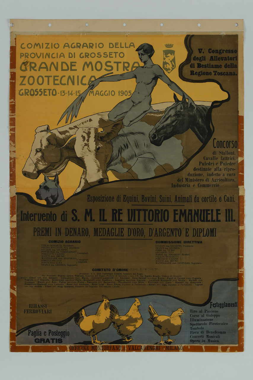 figura di giovane con animali (manifesto) - ambito lombardo (sec. XX)