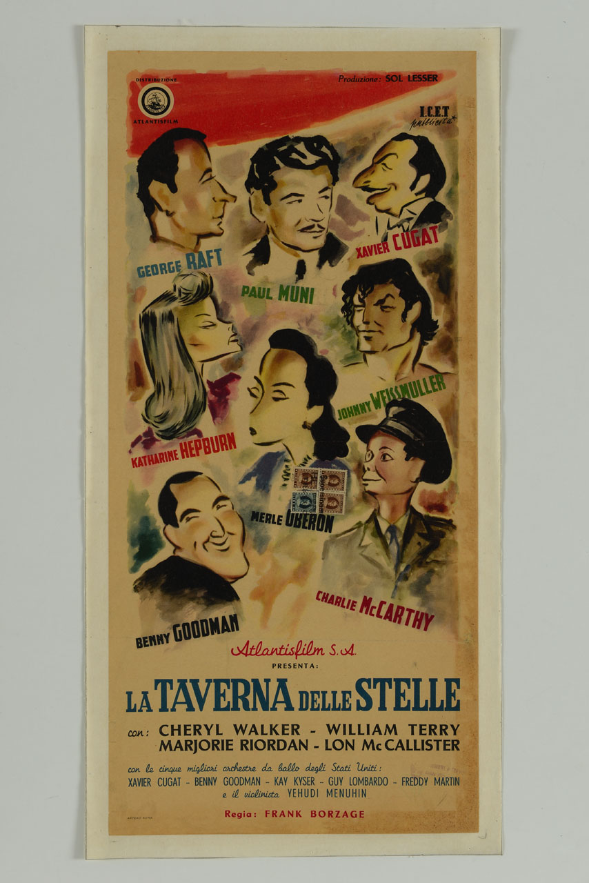 caricature dei protagonisti del film (manifesto) di Artero - ambito italiano (sec. XX)