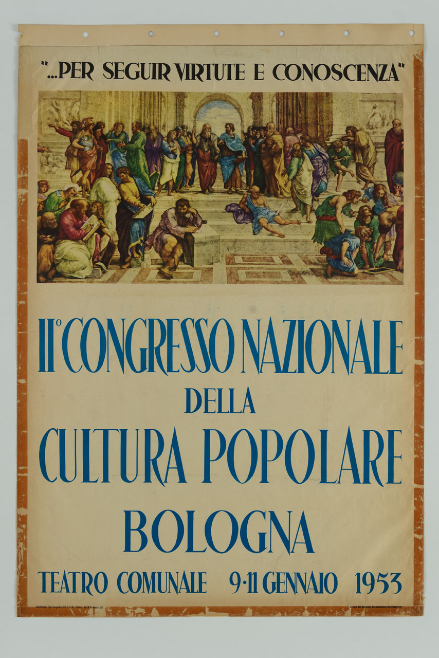 dipinto con Scuola di Atene di Raffaello (manifesto) - ambito italiano (sec. XX)