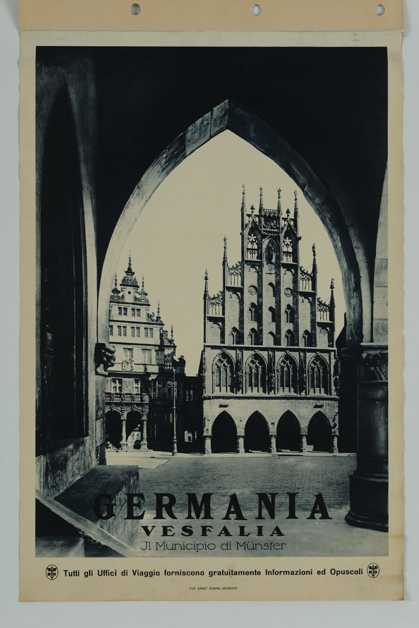 veduta del municipio di Münster (manifesto) di Krahn, Ernst - ambito tedesco (metà sec. XX)