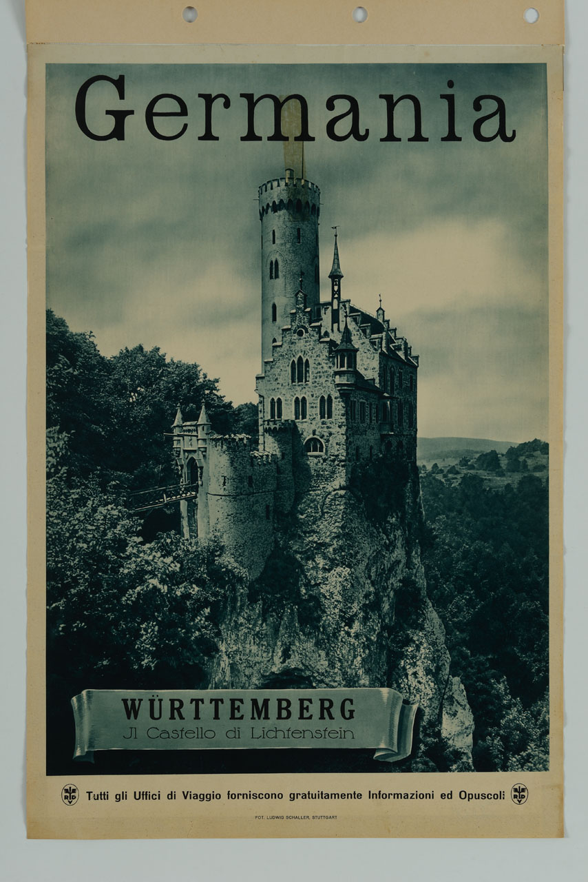 veduta del castello di Lichtenstein (manifesto) di Schaller Ludwig - ambito tedesco (metà sec. XX)