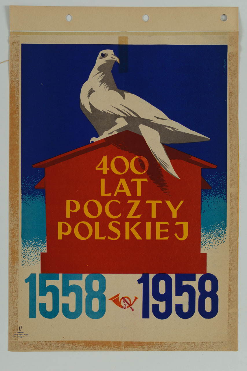 piccione sul tetto di una casa (locandina) di Kunczak J (sec. XX)