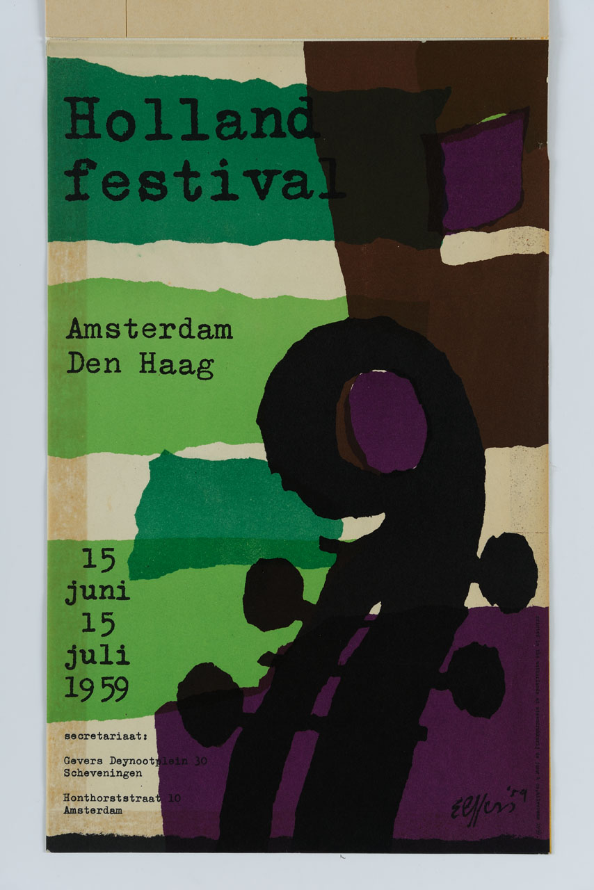 ricciolo di violoncello (locandina) di El Hess - ambito olandese (sec. XX)