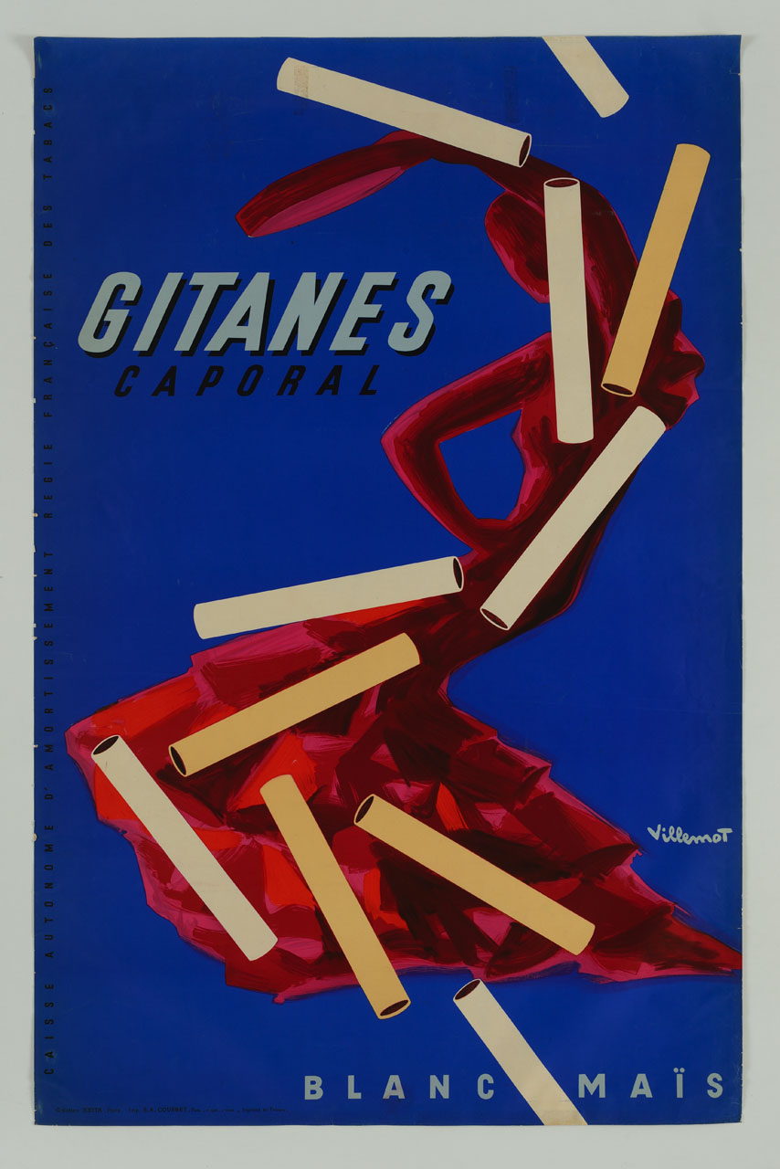 sigarette sullo sfondo di una ballerina gitana con tamburello (manifesto) di Villemot Bernard (sec. XX)
