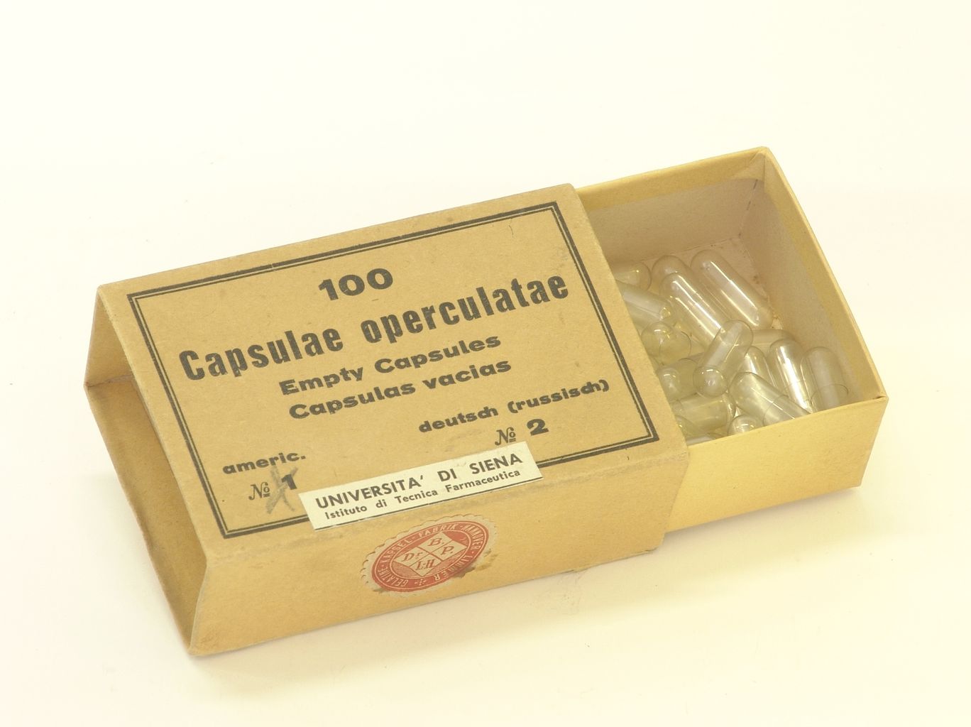 farmaco, storico "Capsule opercolate" (sec. XX)