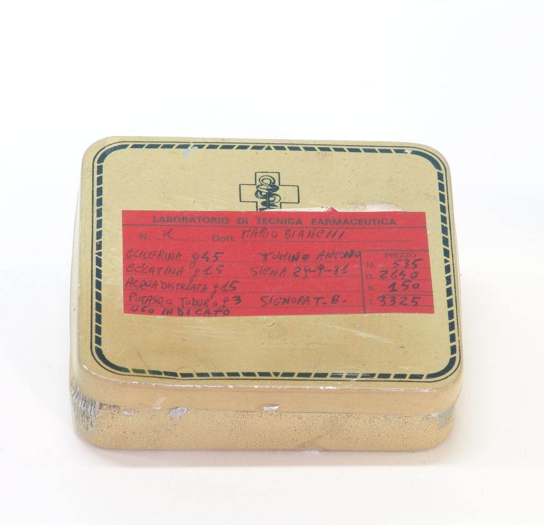 scatola, per preparato farmaceutico (sec. XX)