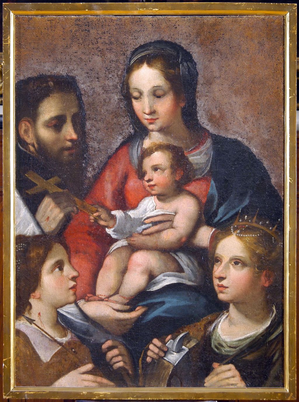 Madonna con Bambino e Santi (dipinto) di Manetti Rutilio (primo quarto sec. XVII)