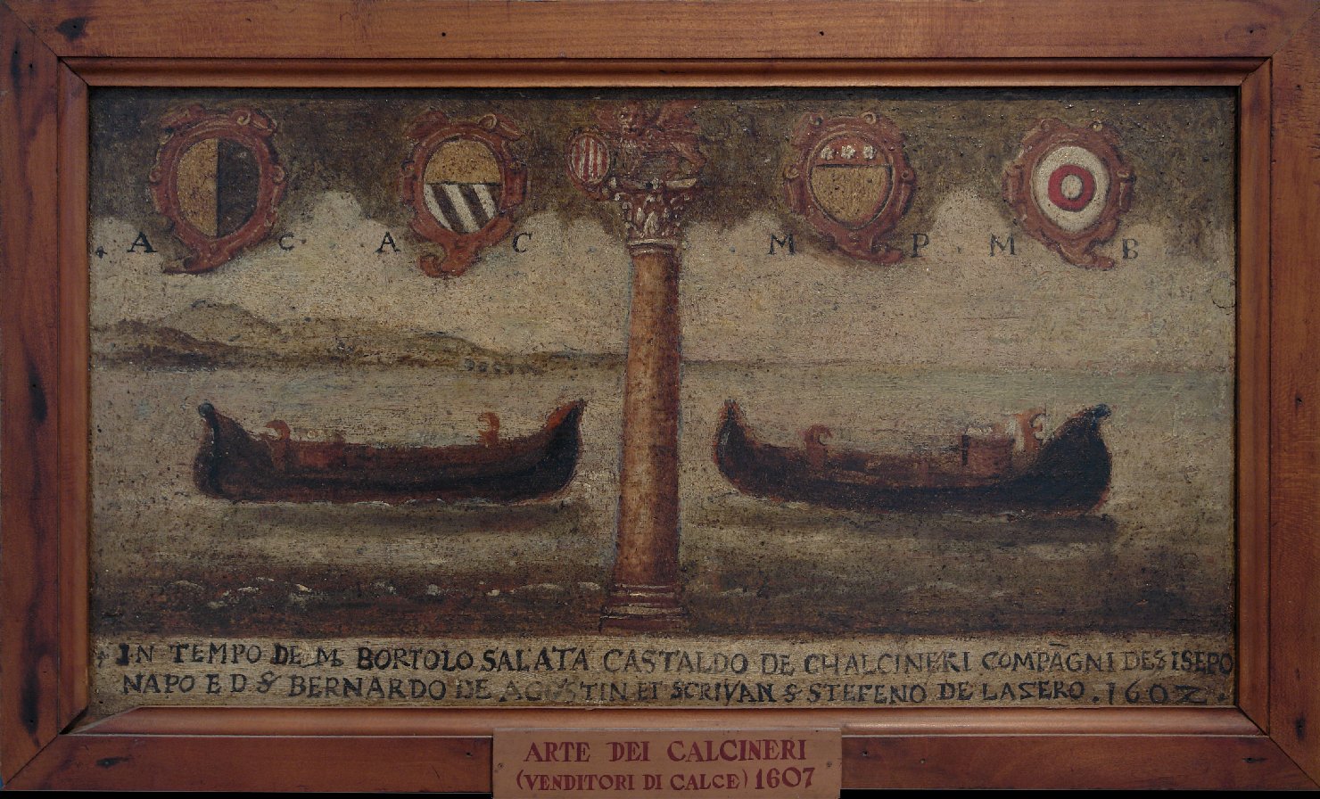 insegna dell'arte dei calcinai, insegna di un'arte (dipinto, opera isolata) - ambito veneto (inizio sec. XVII)