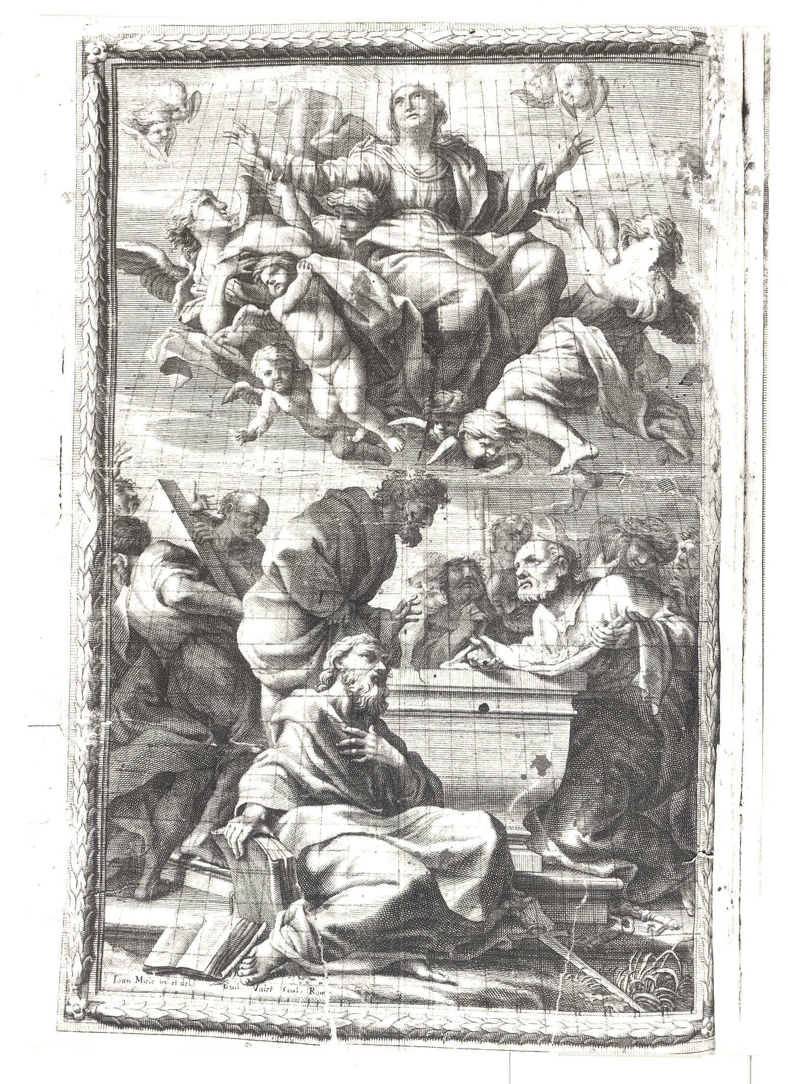 Assunzione della Vergine (stampa) di Vallet Guillaume, Miele Giovanni (sec. XVIII)