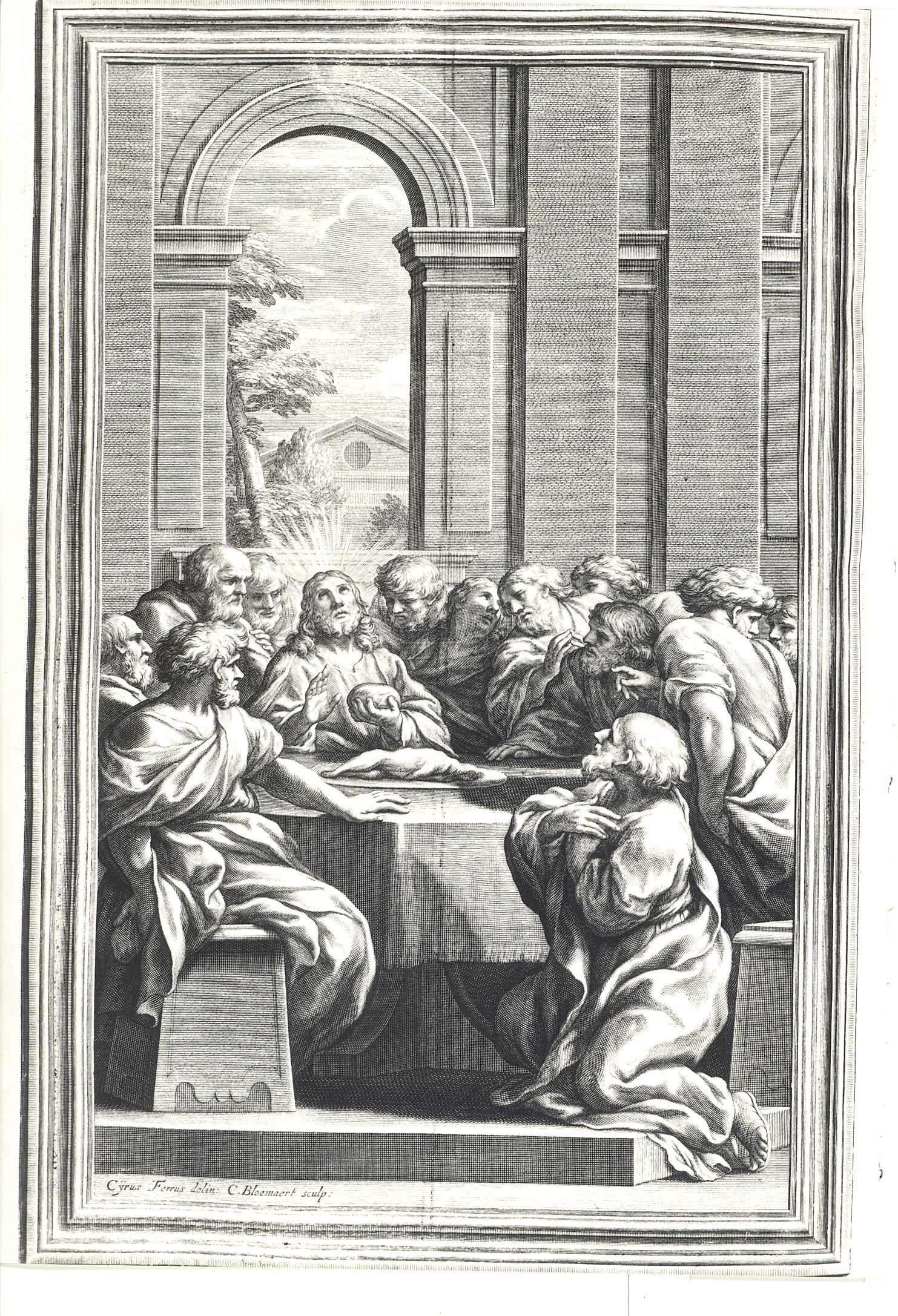 Ultima Cena (stampa) di Bloemaert Cornelis il Giovane, Ferri Ciro (sec. XVIII)