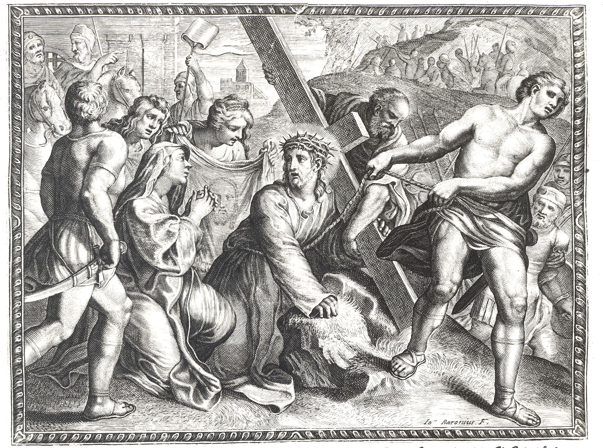 Cristo incontra la Veronica (stampa) di Baron Jean (sec. XVIII)