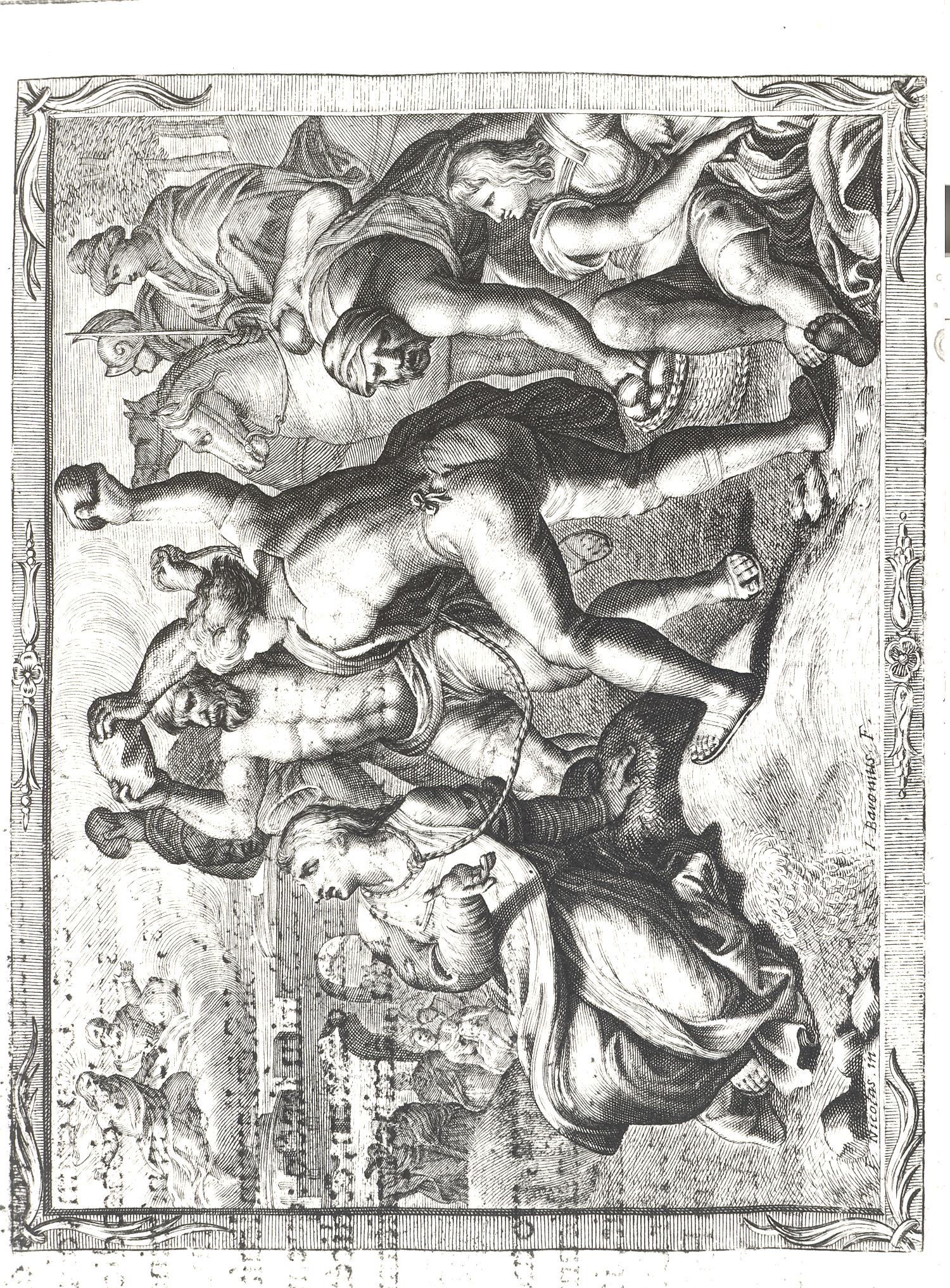 martirio di Santo Stefano (stampa) di Fra' Nicola di Bari, Baron Jean (sec. XVII)