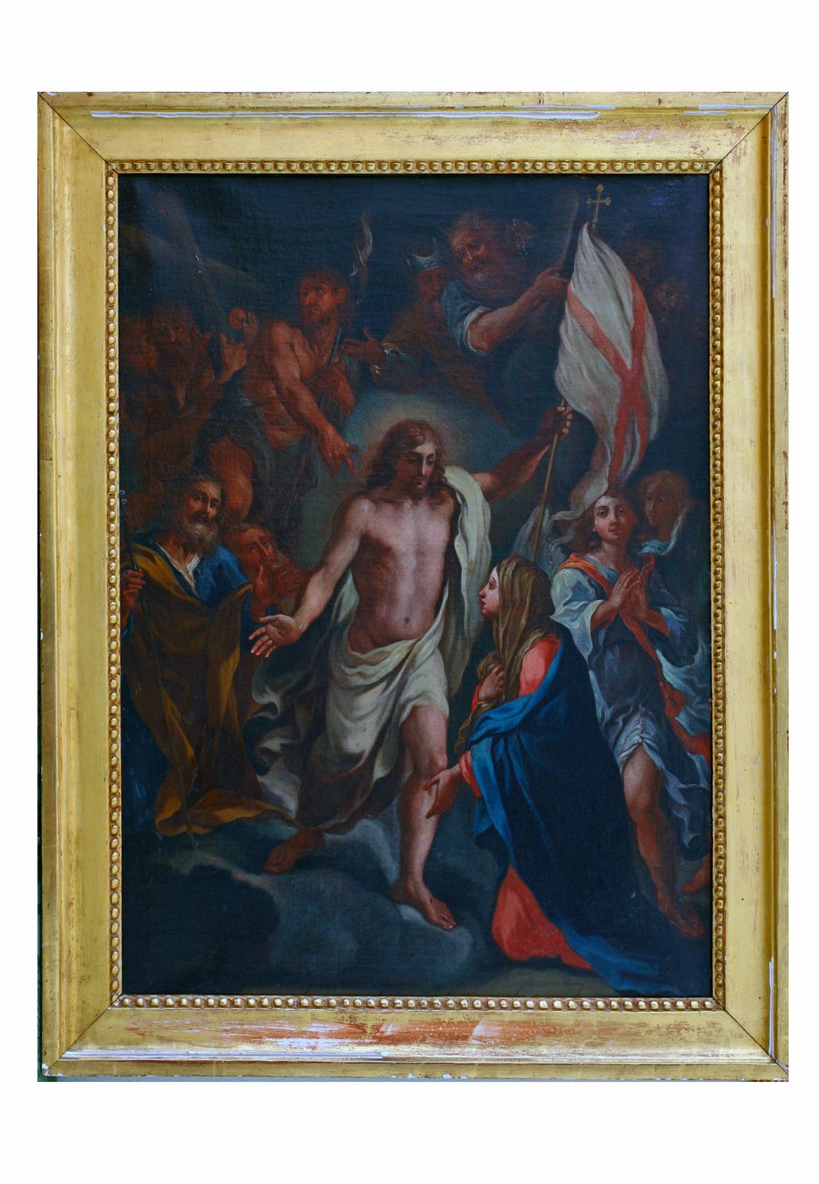 Gesù risorto, scena sacra (dipinto) - ambito bolognese (XVIII secolo)