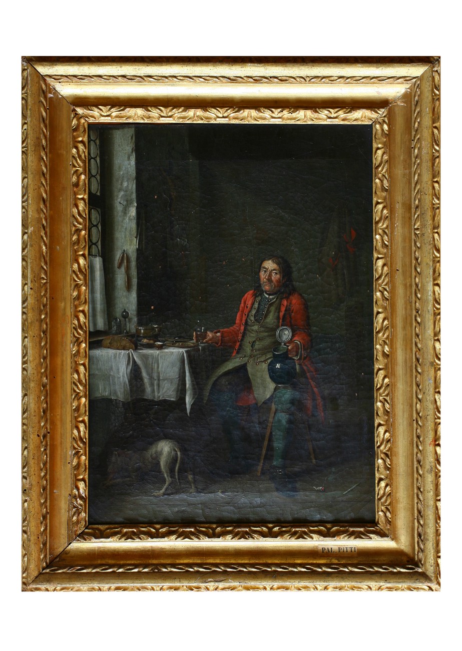 Uomo seduto presso una tavola, Scena d'interno (dipinto) di Horemans Jan Josef (prima metà sec. XVIII)
