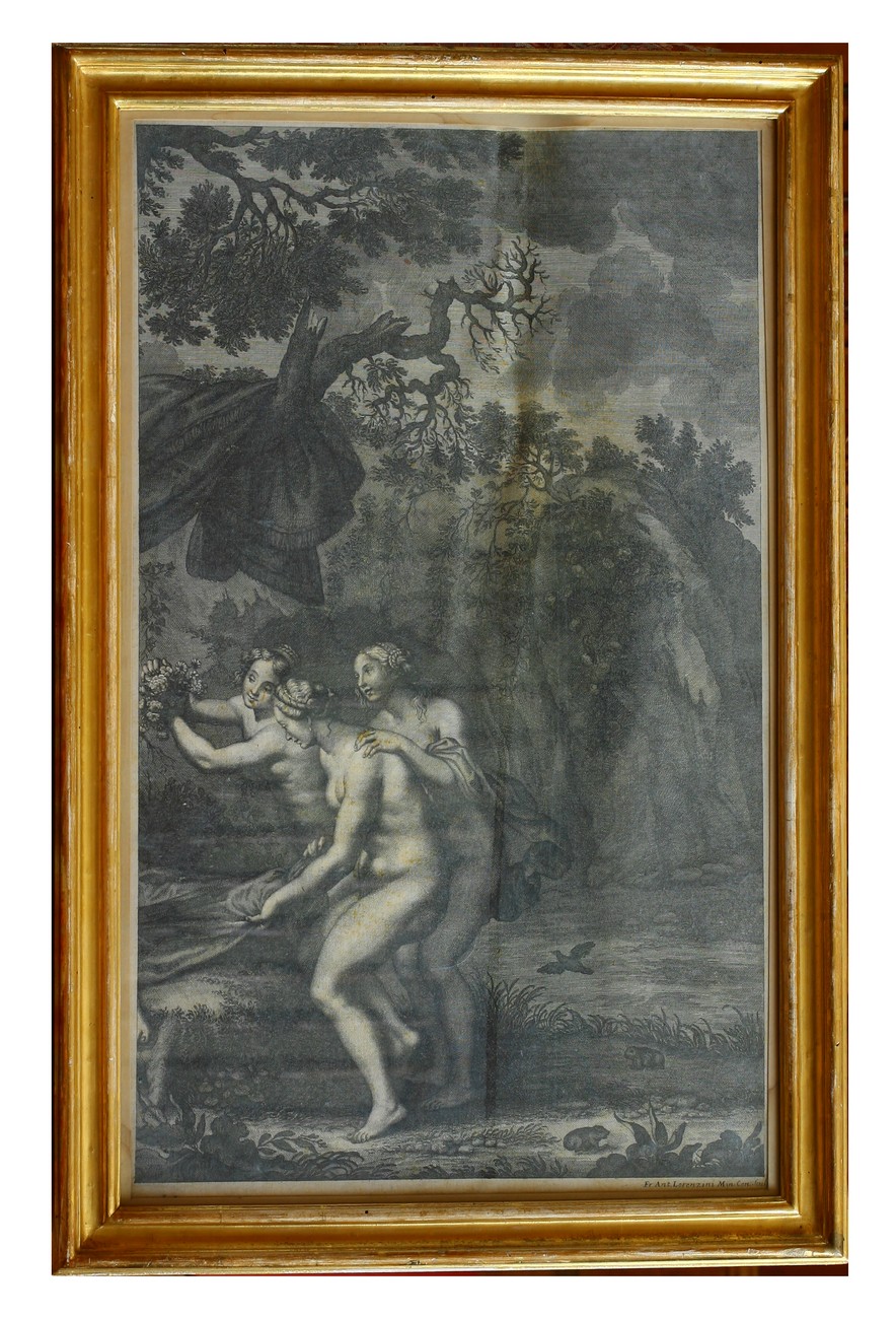 Venere e Adone, scena mitologica (stampa, stampa composita) - ambito fiorentino (XVIII secolo)