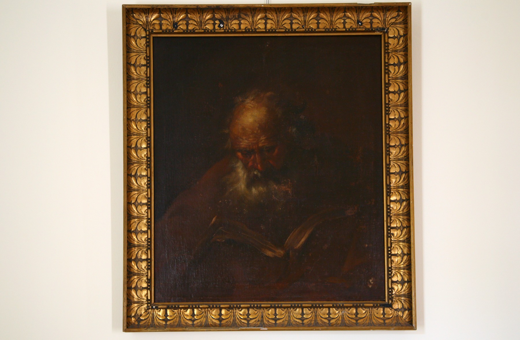 Ritratto di vecchio che legge, Evangelista, soggetto sacro (dipinto) - ambito emiliano (metà sec. XVII)