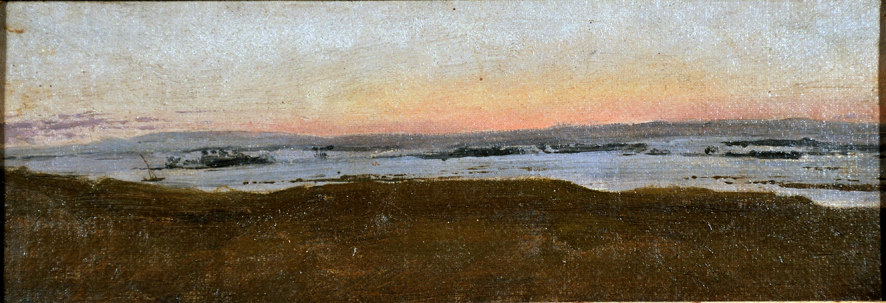 Paesaggio fluviale, paesaggio (dipinto, insieme) di Biseo Cesare (sec. XIX)