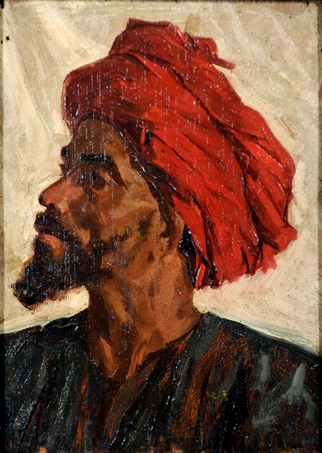 Testa di popolano arabo, ritratto (dipinto, insieme) di Biseo Cesare (sec. XIX)