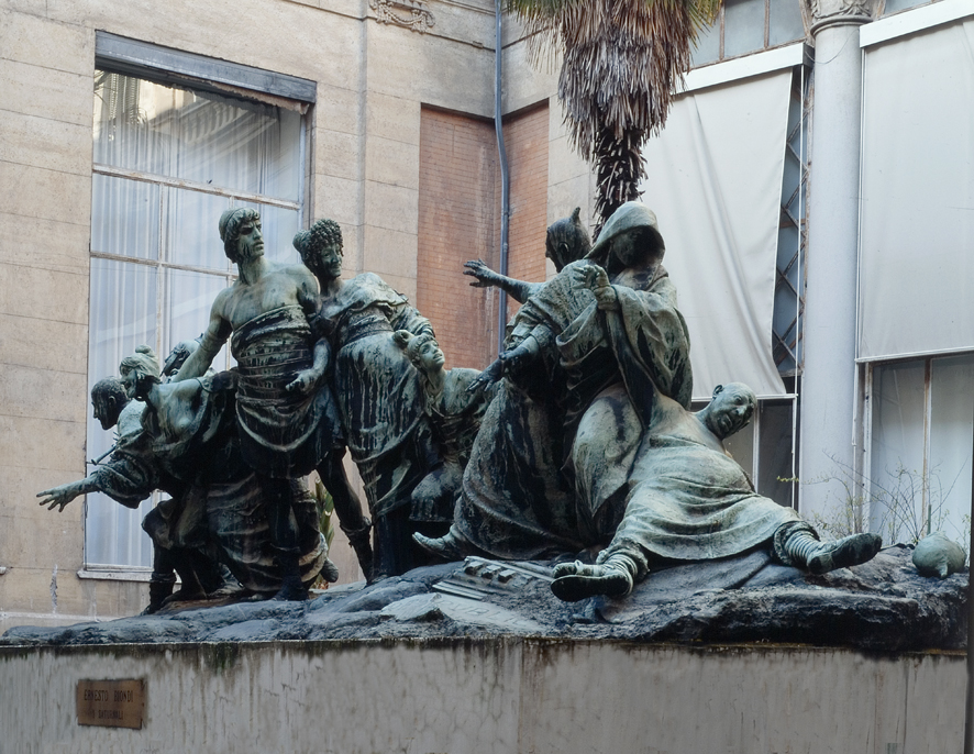 I Saturnali, scena di costume romano (scultura, opera isolata) di Biondi Ernesto (XIX)