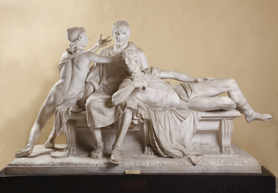 Bruto e i figli di Tarquinio (Bruto schernito dai figli di Tarquinio), personaggi storici dell'antica Roma (scultura, opera isolata) di Galletti Stefano (XIX)