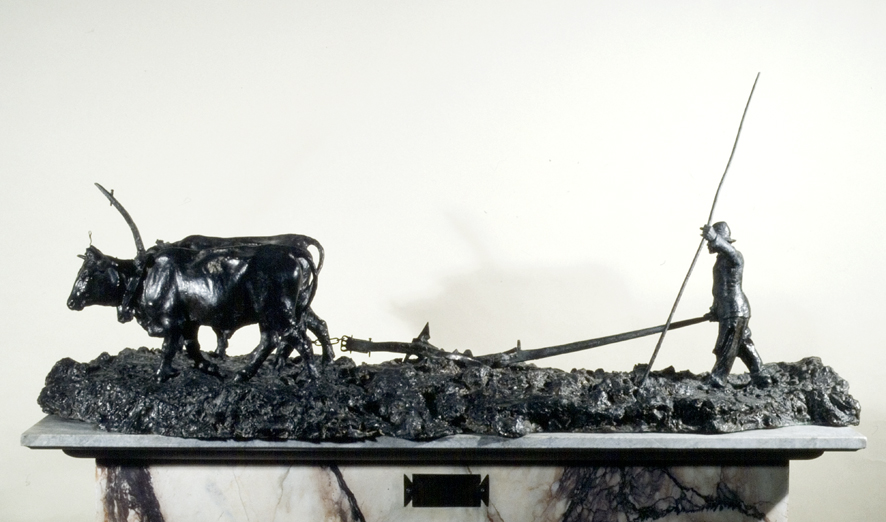 L'aratro (scultura, opera isolata) di Davide Calandra (XIX)