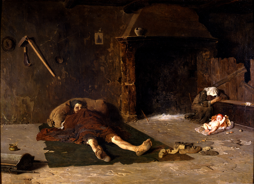 L'erede, scena di genere (dipinto, opera isolata) di Patini Teofilo (XIX)