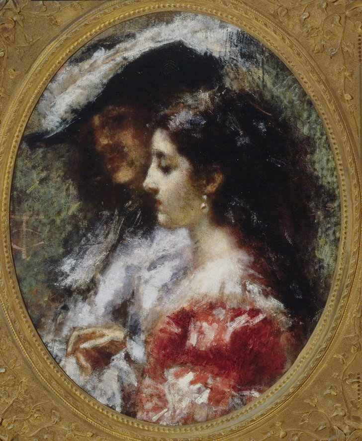 Silenzio amoroso, ritratti (dipinto, opera isolata) di Cremona Tranquillo (XIX)