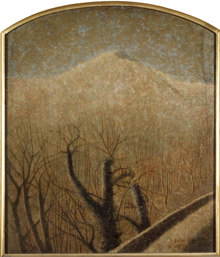 Inverno in montagna (dalla finestra), paesaggio (dipinto, opera isolata) di Grubicy De Dragon Vittore (XIX)