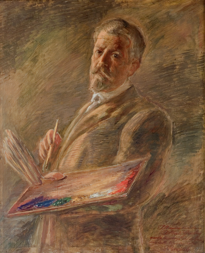 Autoritratto, ritratto dell'artista (dipinto, opera isolata) di Previati Gaetano (XX)
