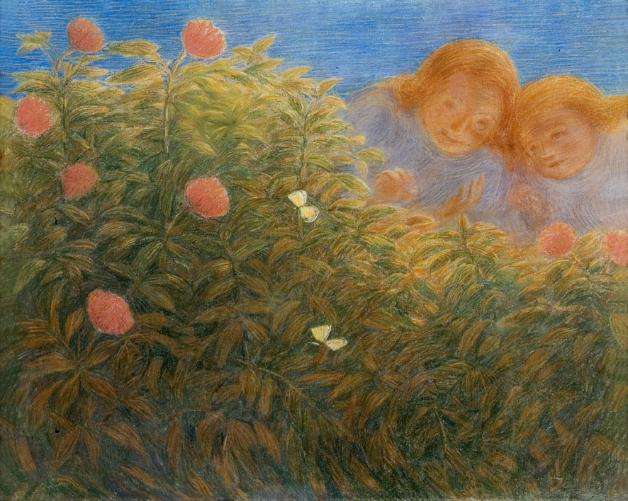 Le farfalle, ritratti di bambini (dipinto, opera isolata) di Previati Gaetano (XX)