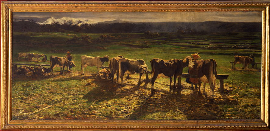 Alla stanga, paesaggio (dipinto, opera isolata) di Segantini Giovanni (XIX)