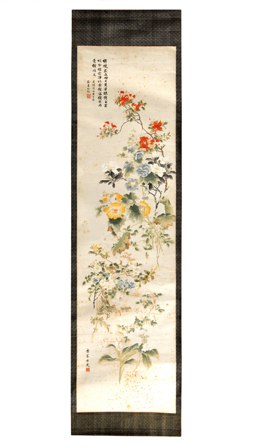 Fiori, Fiori (dipinto - rotolo verticale) di Wu Shu Juan/ Xinan Shexian/inv. Feng Yen (XX)