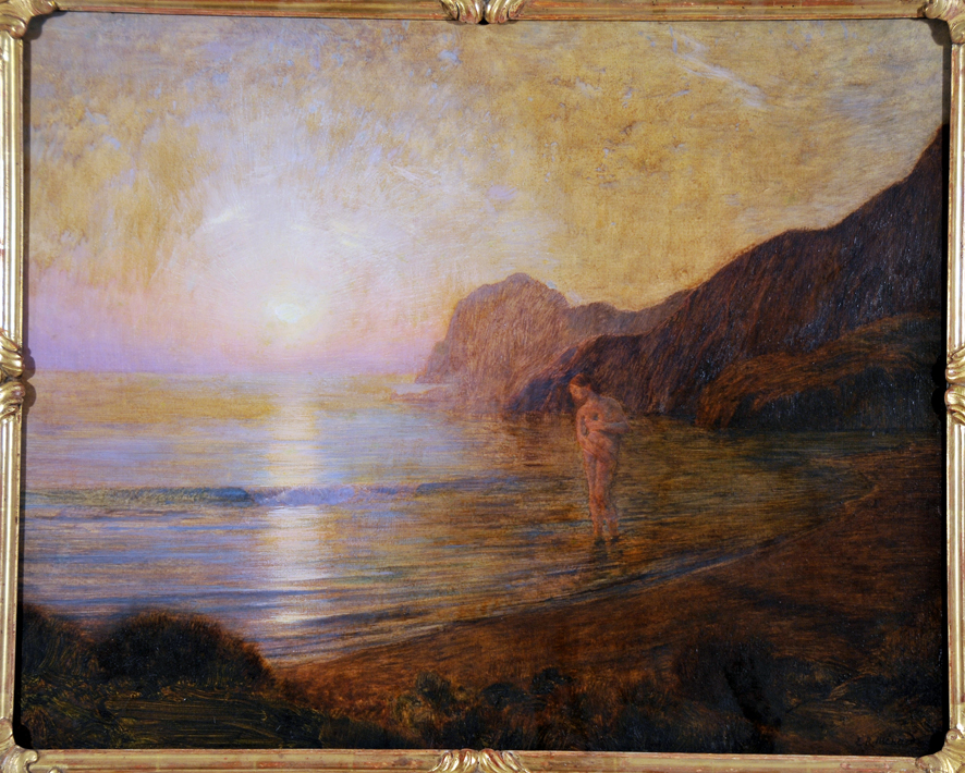 La Baia di Ermanones, Paesaggio con figura (dipinto, opera isolata) di Ménard Emil René (XX)