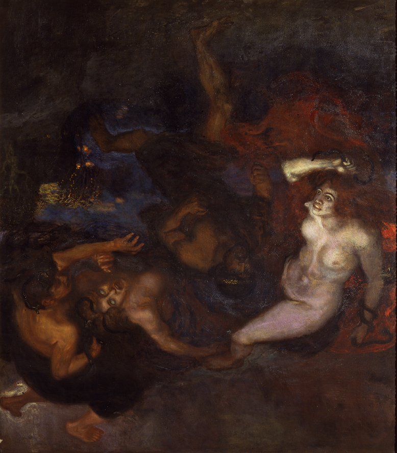 Oreste e le Erinni, Soggetto mitologico (dipinto, opera isolata) di von Stuck Franz (XX)