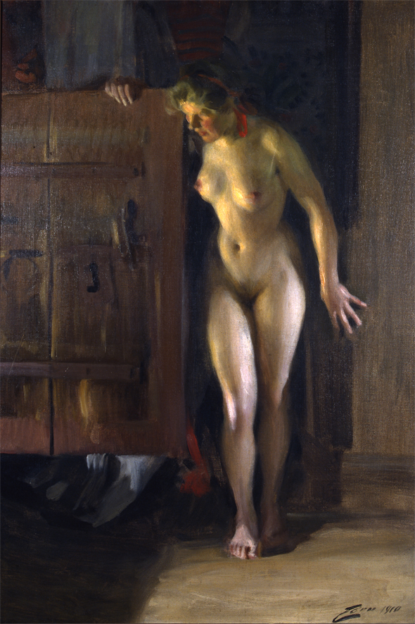 Sulla porta del granaio, Nudo femminile (dipinto, opera isolata) di Zorn Anders Leonard (XX)