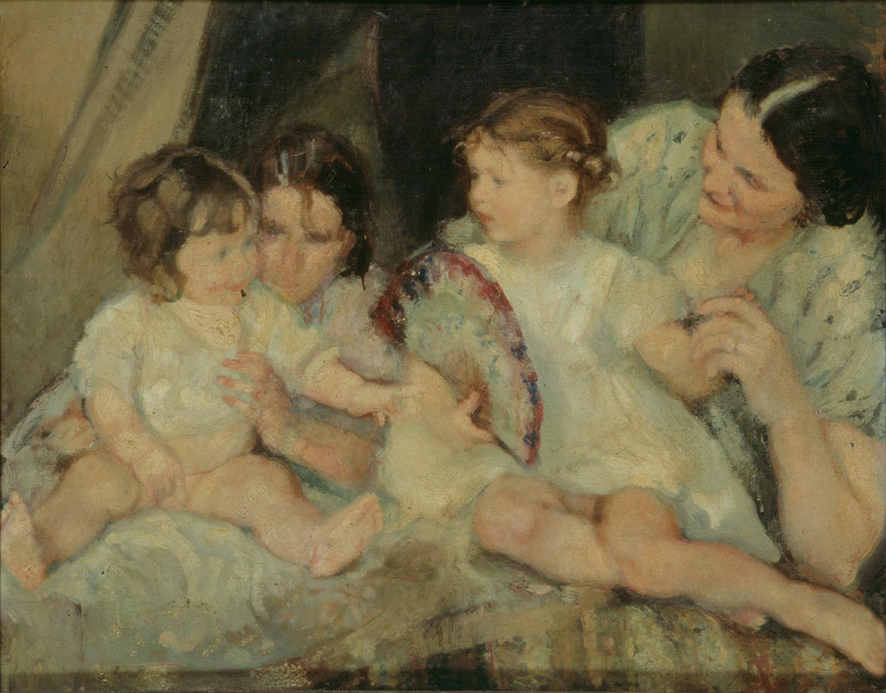 Bambini col ventaglio (dipinto, opera isolata) di Armando Spadini (XX)