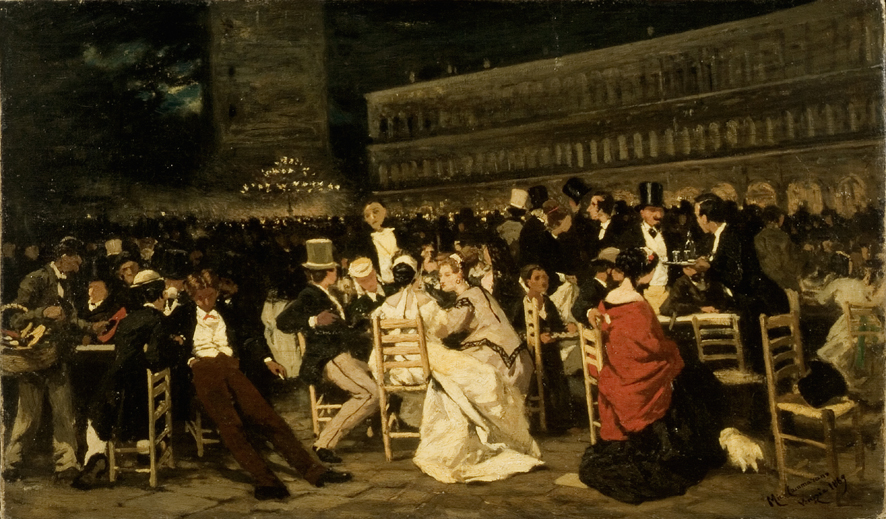 Piazza San Marco, scena di vita cittadina (dipinto, opera isolata) di Cammarano Michele (XIX)