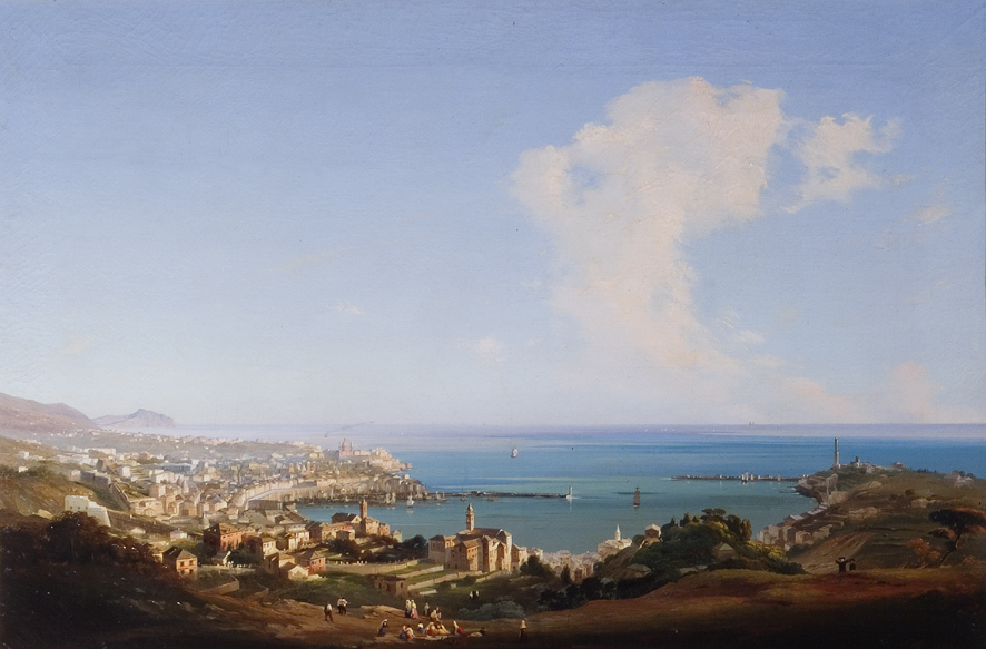 Genova, paesaggio (dipinto, opera isolata) di Caffi Ippolito (XIX)