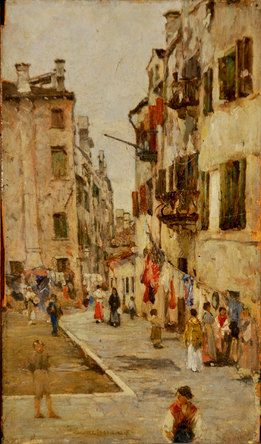Veduta di Chioggia, veduta cittadina (dipinto, opera isolata) di Carcano Filippo (XIX)