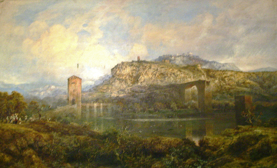 La Nera a Narni, paesaggio (dipinto, opera isolata) di Castelli Alessandro (XIX)