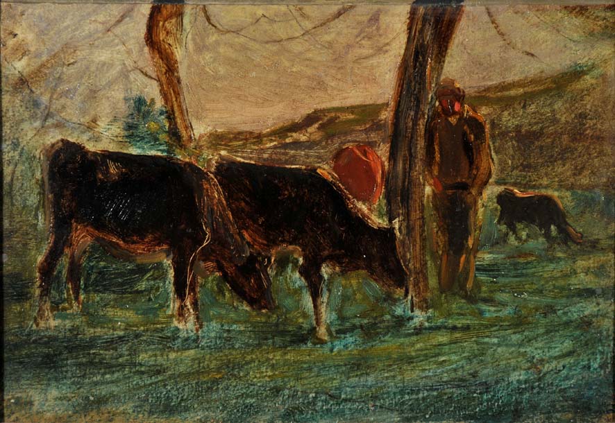 Il pascolo, paesaggio (dipinto, opera isolata) di Fontanesi Antonio (XIX)