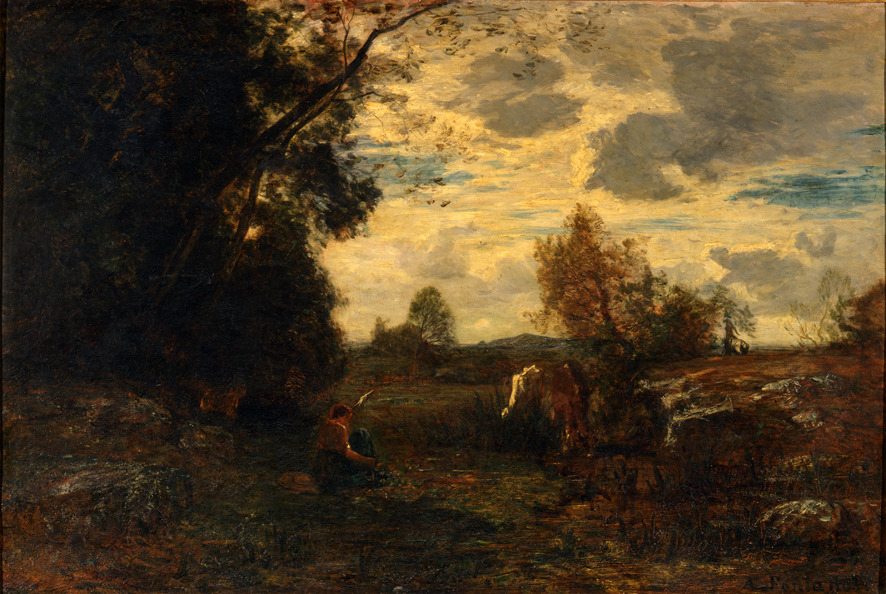 Un mattino d'ottobre, paesaggio (dipinto, opera isolata) di Fontanesi Antonio (XIX)
