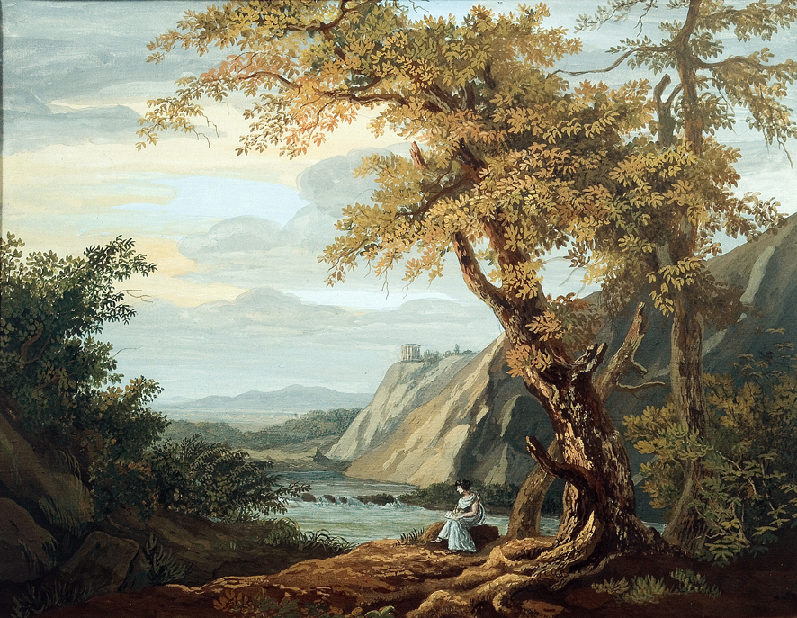 L'Aniene presso Tivoli, paesaggio (dipinto, opera isolata) di Dionigi Marianna (XIX)