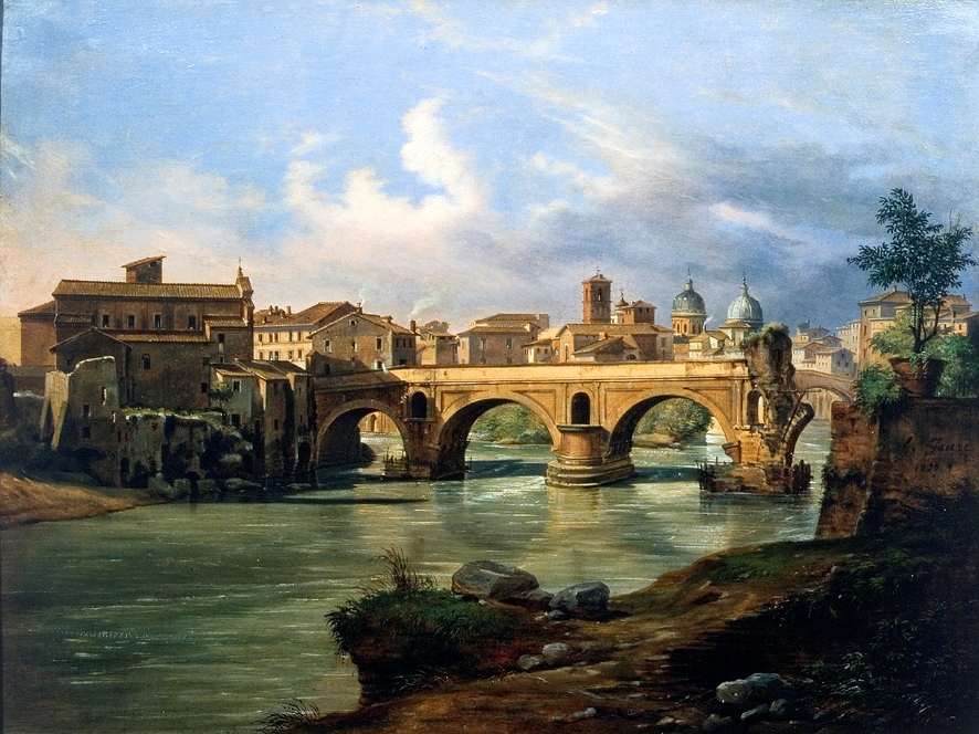 Il Ponte Palatino (il Ponte Rotto), paesaggio (dipinto, opera isolata) di Faure Giovanni (XIX)