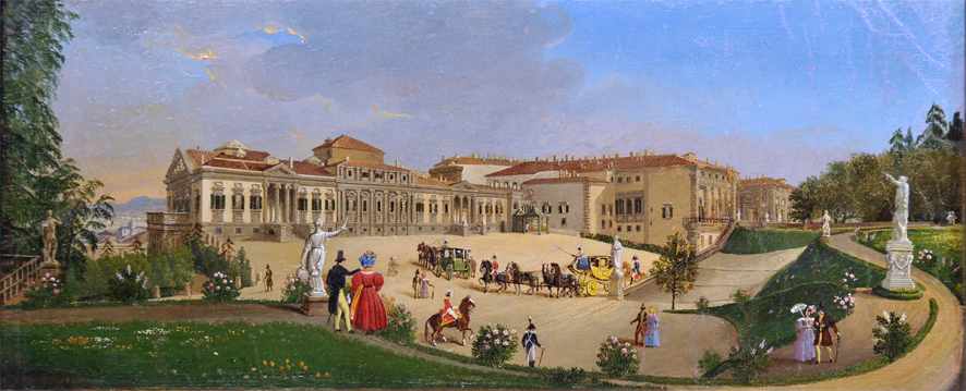 Veduta del Palazzo Reale di Firenze, paesaggio (dipinto, opera isolata) di Migliara Giovanni (XIX)