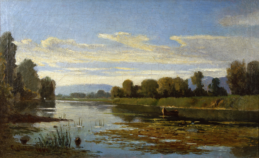 Veduta d'Arno, paesaggio (dipinto, opera isolata) di Gelati Lorenzo (XIX)